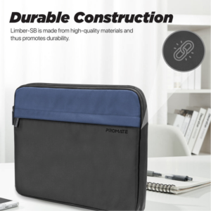 Promate - Lightweight 13" Tablet Sleeve with Front Storage Zipper - Black - Image 5