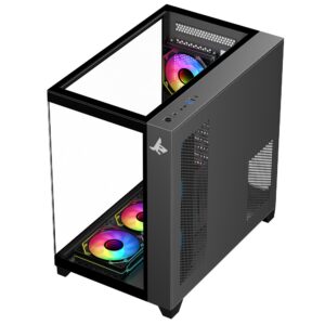 Sharx PROFIN GX700B Mid Tower Gaming PC Case - Black (7-Fans) - Image 3