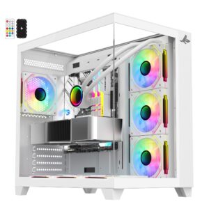 Sharx PROFIN GX700W Mid Tower Gaming PC Case - White (7-Fans) - Image 9