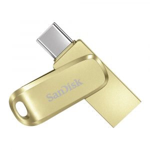 SanDisk 256GB Ultra Dual Drive Luxe USB-C 3.2 Flash Memory, 400MB/s (Gold)