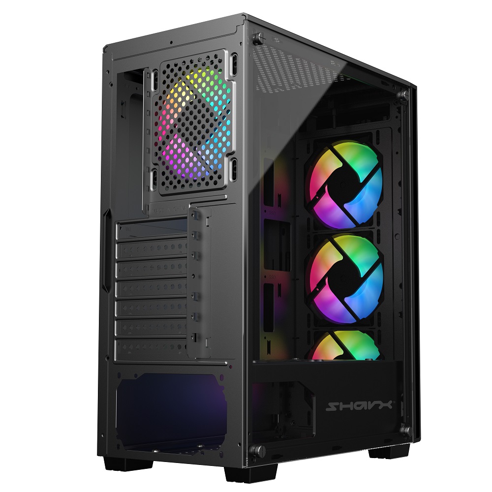 Sharx STRIKER S200B Mid Tower Gaming PC Case - Black (4-Fans) - Image 4