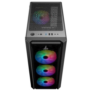 Sharx STRIKER S200B Mid Tower Gaming PC Case - Black (4-Fans) - Image 5