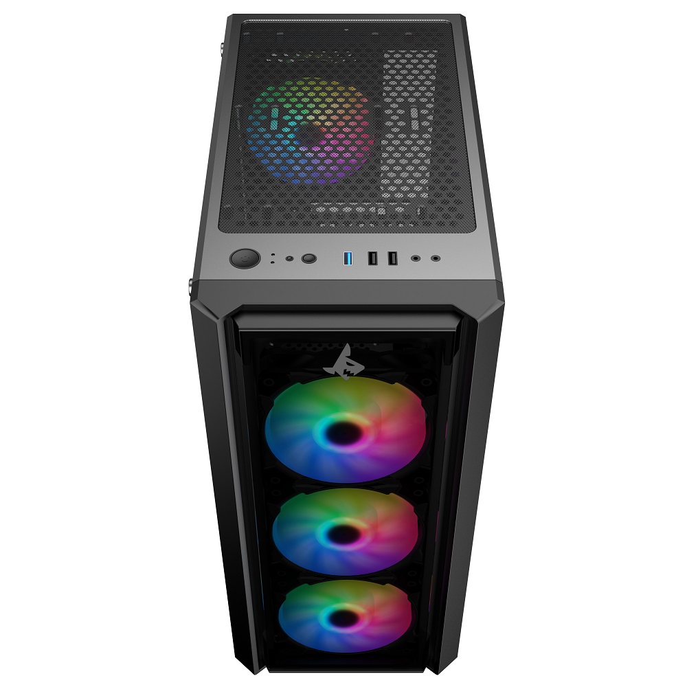 Sharx STRIKER S200B Mid Tower Gaming PC Case - Black (4-Fans) - Image 5