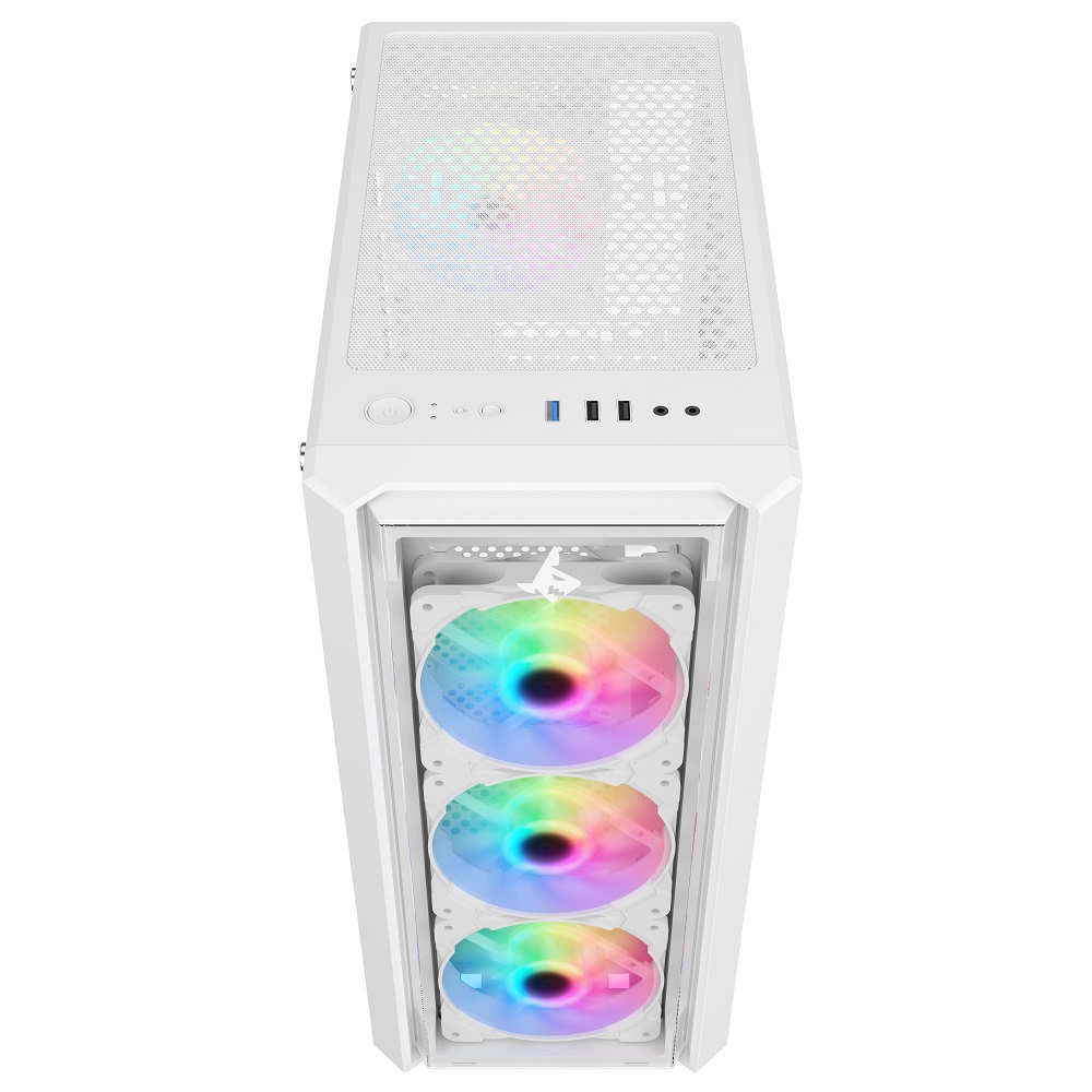 Sharx STRIKER S200W Mid Tower Gaming PC Case - White (4-Fans) - Image 3