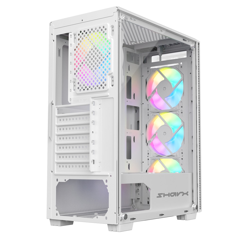 Sharx STRIKER S200W Mid Tower Gaming PC Case - White (4-Fans) - Image 5