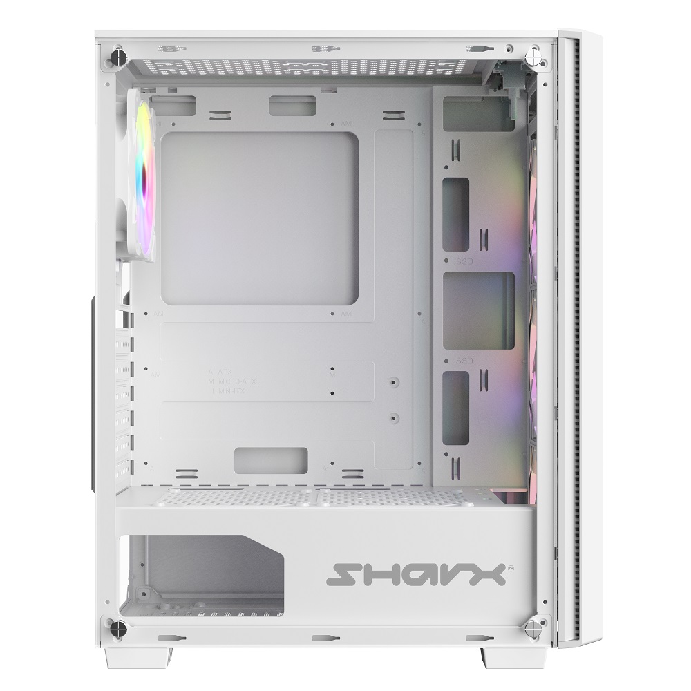 Sharx STRIKER S200W Mid Tower Gaming PC Case - White (4-Fans) - Image 6