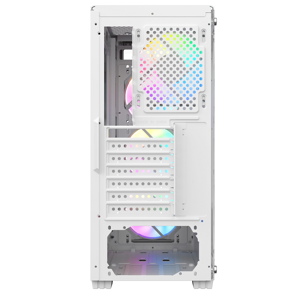 Sharx STRIKER S200W Mid Tower Gaming PC Case - White (4-Fans) - Image 7
