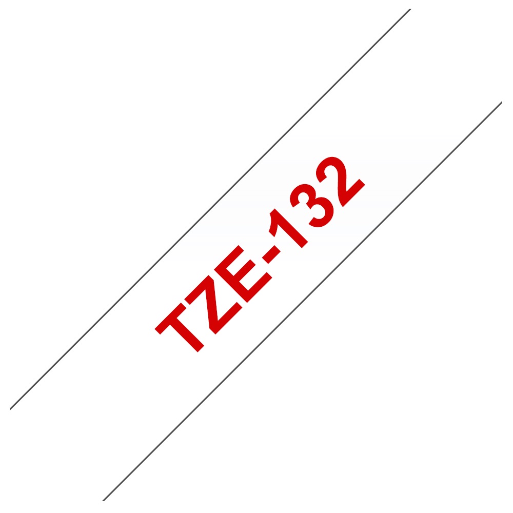 Brother TZE132 Labelling Tape Cassette – Red On Clear, 12mm wide - Image 2