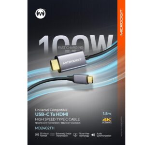 MicroDigit MD2403T USB-C to HDMI Cable 4K@30Hz, 1.5m - Image 2