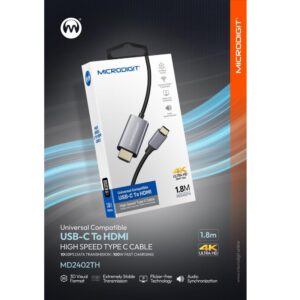 MicroDigit MD2403T USB-C to HDMI Cable 4K@30Hz, 1.5m - Image 3