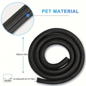 Braided Cable Management Sleeve Cord Protector - 118IN/300CM