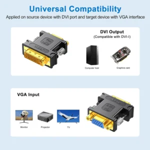 JASOZ DVI to VGA Adapter, DVI 24+5 Male to VGA Female Connector - Image 2