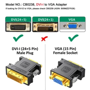 JASOZ DVI to VGA Adapter, DVI 24+5 Male to VGA Female Connector - Image 5