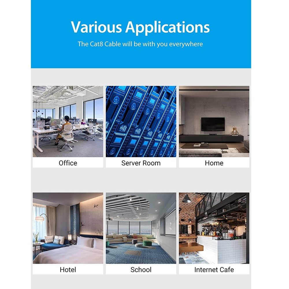 Vention Cat8 SFTP Ethernet Network Patch Cable 40Gbps 2000MHz, 3m - Image 6