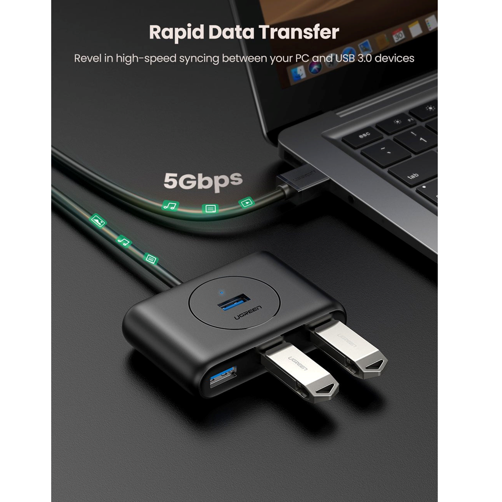 UGREEN - 4 Port USB 3.0 Hub, 1m Cable, 5Gbps – 20291 - Image 4