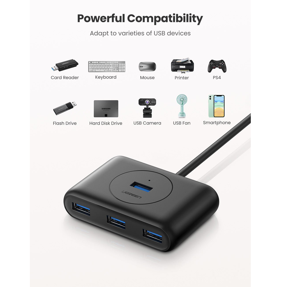 UGREEN - 4 Port USB 3.0 Hub, 1m Cable, 5Gbps – 20291 - Image 5