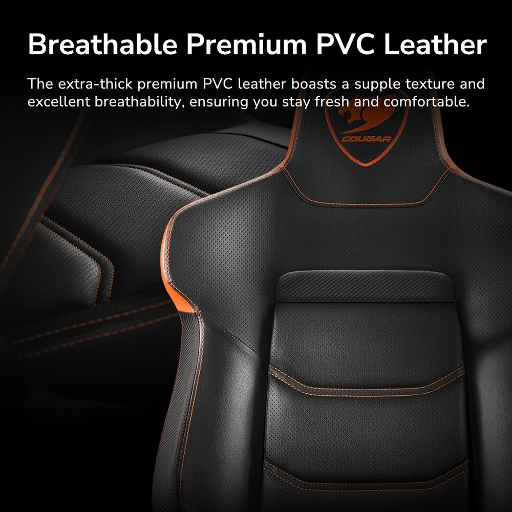 Cougar Armor EVO Gaming Chair Breathable PVC Leather, Black-Orange, 160kg - Image 10