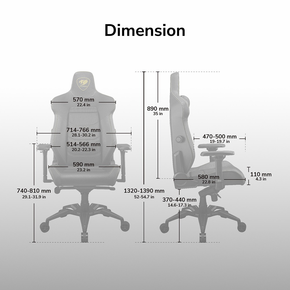 Cougar Armor EVO Gaming Chair Breathable PVC Leather, Black-Orange, 160kg - Image 7