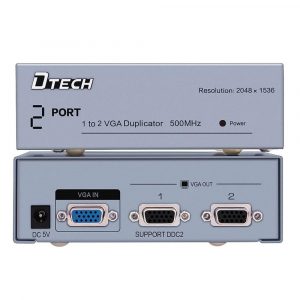 DTech VGA Splitter 2 Port Powered 1 in 2 Out 500Mhz