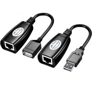 USB Extender Adapter Over CAT6 RJ45 Network Cable, 150 Ft, 45m