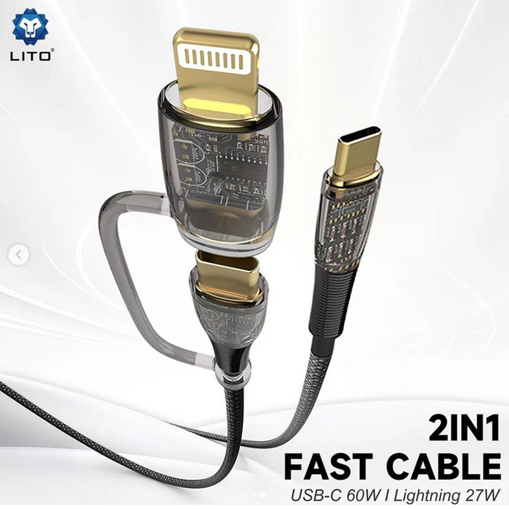 LITO LD12 2 in 1 Fast Charging Cable 60W - USB C, 27W - Lightning