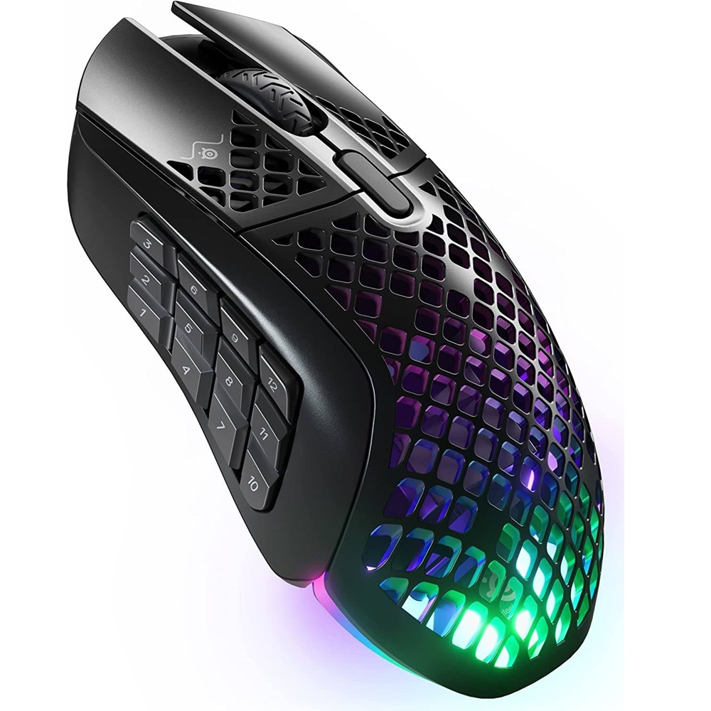 SteelSeries Aerox 9 Wireless Ultra Lightweight Super Fast MOBA/MMO Gaming Mouse with AquaBarrier 18 Buttons - 89g - Image 2
