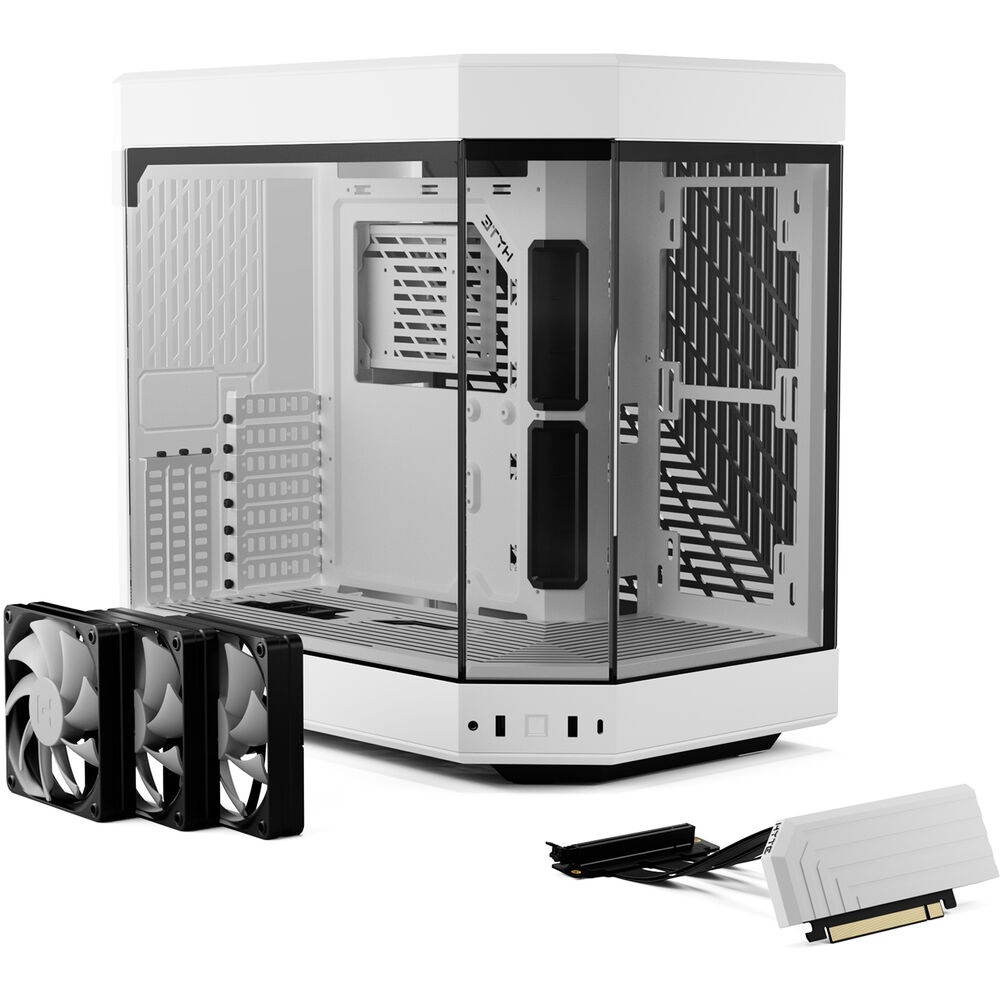 HYTE Y60 Modern Panoramic Dual Chamber ATX Mid Tower PC Case, White (3-Fans) - Image 4