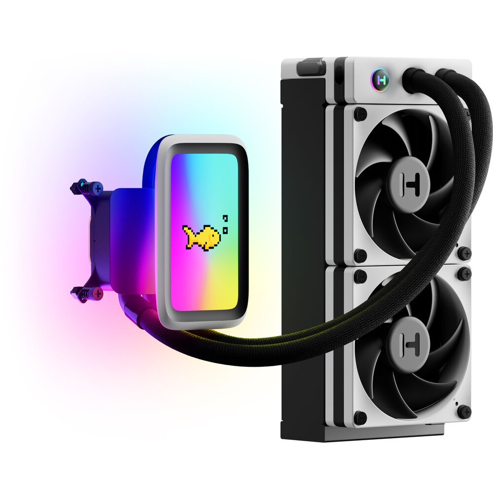 HYTE THICC Q60 240mm Digital Processor Cooling AIO RGB Liquid Cooler (Black/White) 5" Display - Image 2