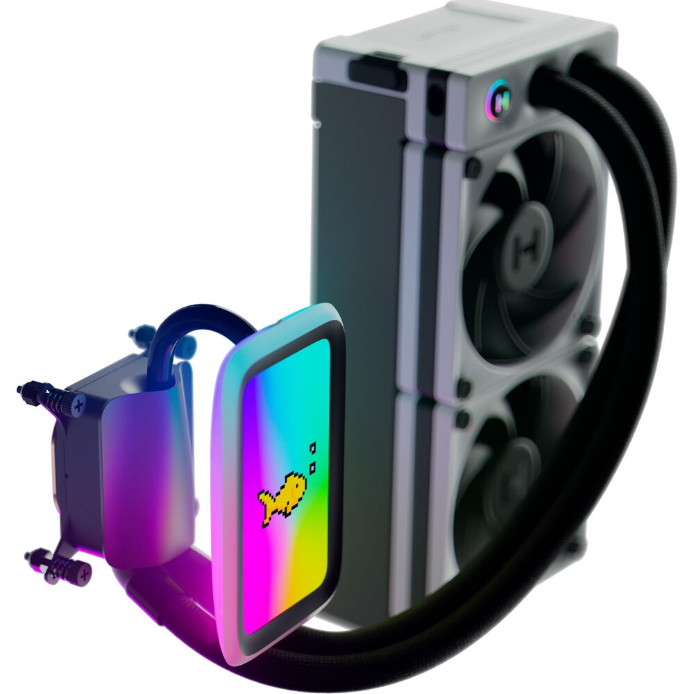 HYTE THICC Q60 240mm Digital Processor Cooling AIO RGB Liquid Cooler (Black/White) 5" Display - Image 3