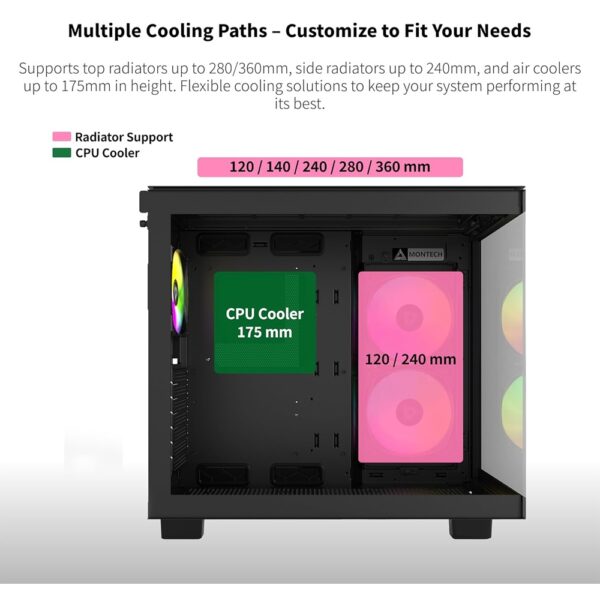 Montech King 65 Pro - Black, ATX Mid Tower Case, 3 Fans - Image 4