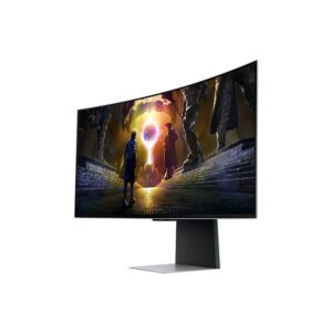 SAMSUNG 34" Odyssey OLED G8 DG852 Curved 0.3ms 175Hz Ultra-WQHD HDMI 2.1 Speaker HDR UltraWide Smart Gaming Monitor, 34G8, Silver - Image 4