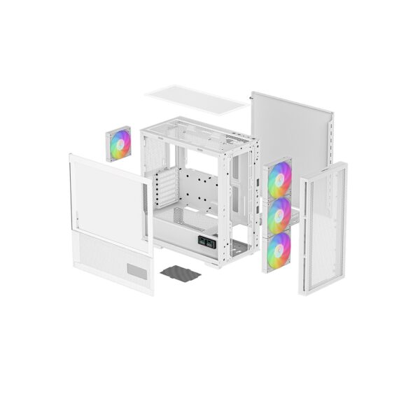 DeepCool CH560 Digital Tempered Glass Mid-Tower PC Case, 4-Fan (White) - Image 7
