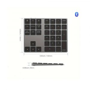 Bluetooth Numeric Keyboard Rechargeable Wireless Number Pad Numpad - Black
