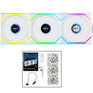 Lian Li 120mm UNI FAN SL Wireless LCD ARGB Case Fan (White, 3-Pack)