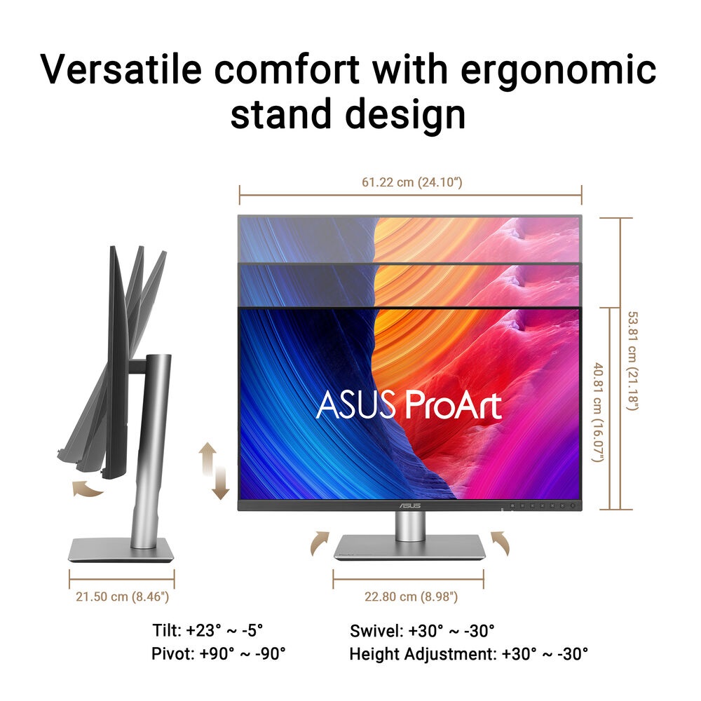 ASUS 27" ProArt Display PA27JCV IPS 5K, 60Hz 5ms, Adobe RGB, USB-C 96W, sRGB, HDR500 Speaker KVM HDMI 2.1 Professional Monitor - Image 5