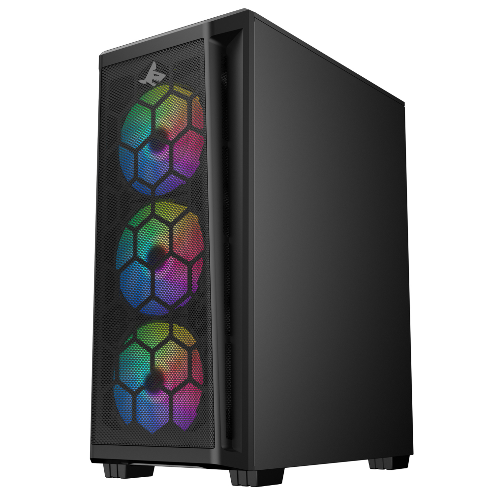 Sharx R200B Mid Tower Gaming PC Case - Black (4-Fans) - Image 2