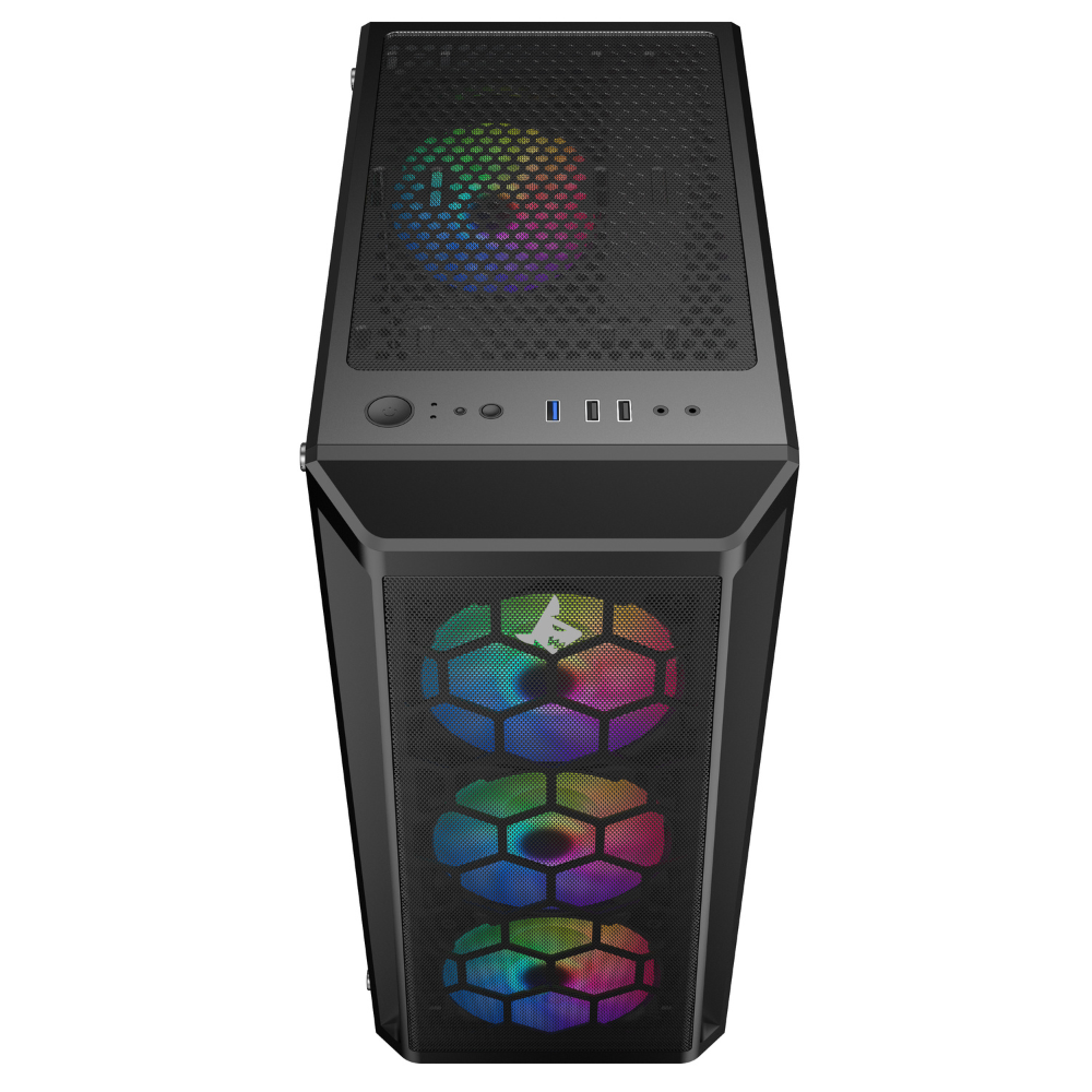 Sharx R200B Mid Tower Gaming PC Case - Black (4-Fans) - Image 3