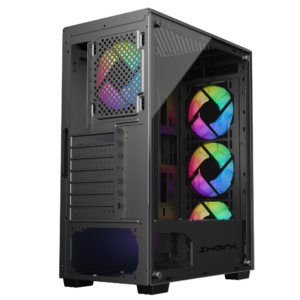 Sharx R200B Mid Tower Gaming PC Case - Black (4-Fans) - Image 5