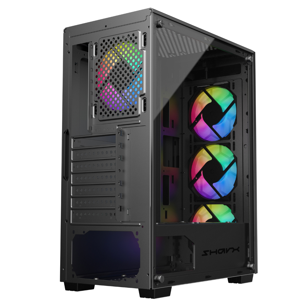 Sharx R200B Mid Tower Gaming PC Case - Black (4-Fans) - Image 5