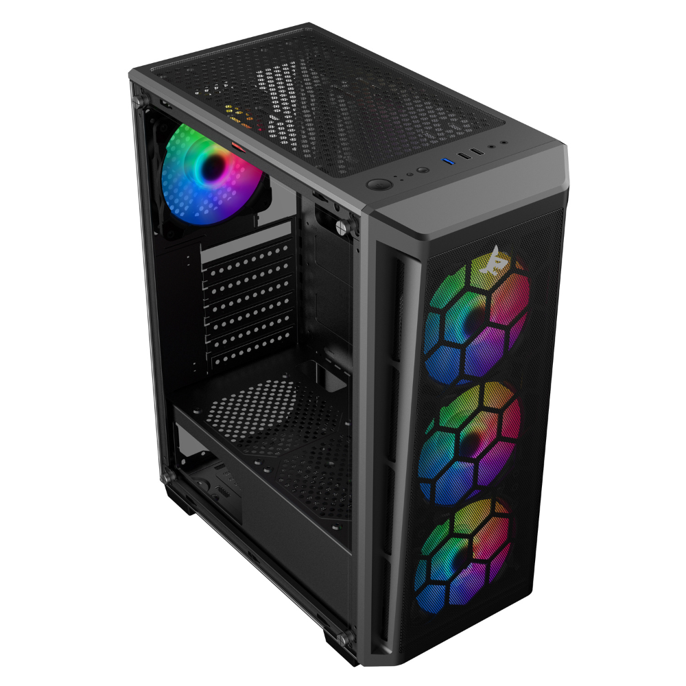 Sharx R200B Mid Tower Gaming PC Case - Black (4-Fans)