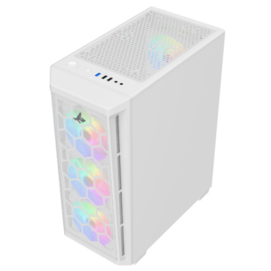 Sharx R200W Mid Tower Gaming PC Case - White (4-Fans) - Image 2