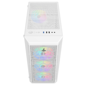 Sharx R200W Mid Tower Gaming PC Case - White (4-Fans) - Image 3