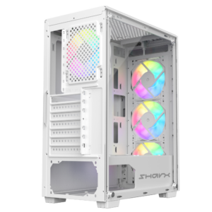 Sharx R200W Mid Tower Gaming PC Case - White (4-Fans) - Image 6