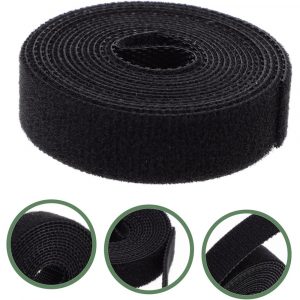 Self Adhesive Straps Cable Ties Reusable Cutting And Organizing, 1m (Black)