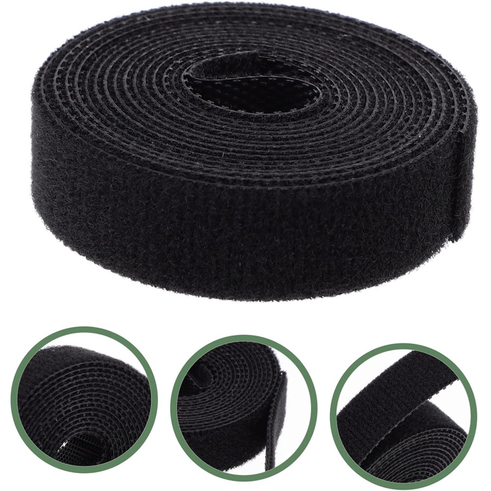 Self Adhesive Straps Cable Ties Reusable Cutting And Organizing, 1m (Black)