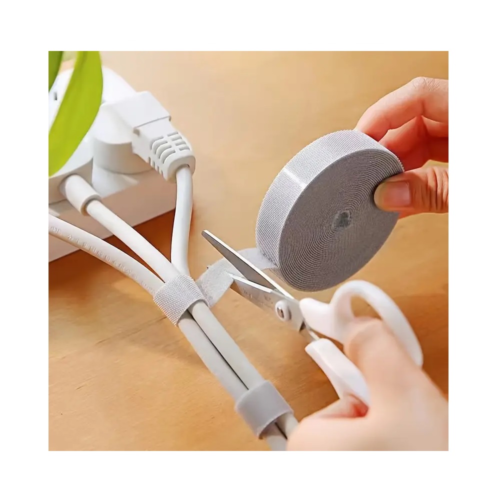 Self Adhesive Straps Cable Ties Reusable Cutting And Organizing, 1m (Black) - Image 6