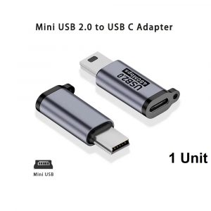 Mini USB Male to USB-C Female Adapter, Only for Charging