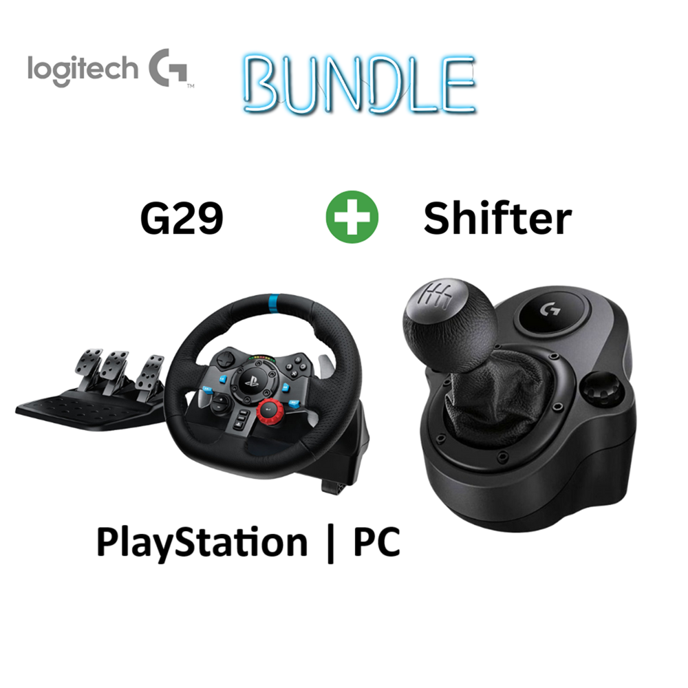 Logitech Bundle G29 with Shifter Driving Force Racing Wheel for PS5/PS4 & PC