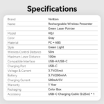 Vention KQJ Wireless Presenter Green Laser Clicker Pointer, 100m, USB-A, USB-C - Image 10