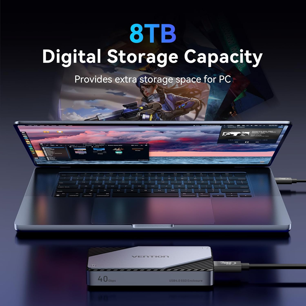 Vention KPZH0 USB 4.0 M.2 NVMe SSD Enclosure Case 40Gbps Max. 8TB Support, USB-C - Image 4